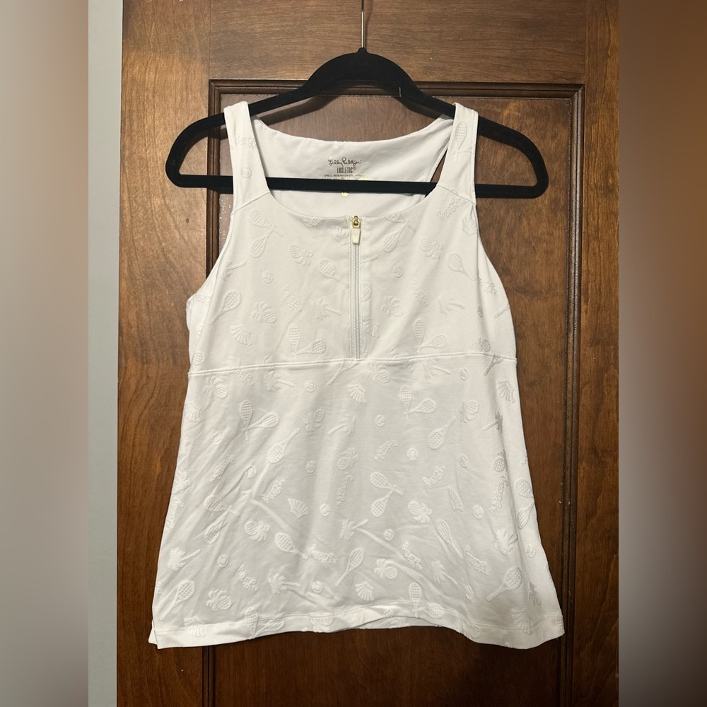Lilly Pulitzer White Sleeveless luxletic Tank Top Medium
